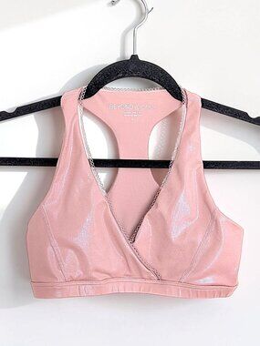 Beyond Yoga pearlized shimmer Ride It sports bra in Brazen Pink Blush W's S
